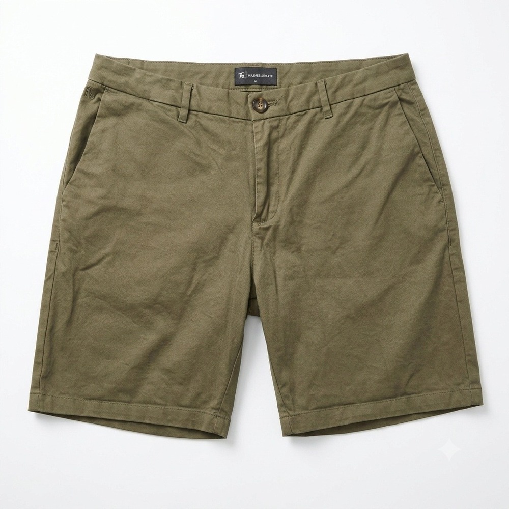 Tailored Athlete Mens Muscle Fit Chino Shorts Olive Green Size 36 Stretch Cotton